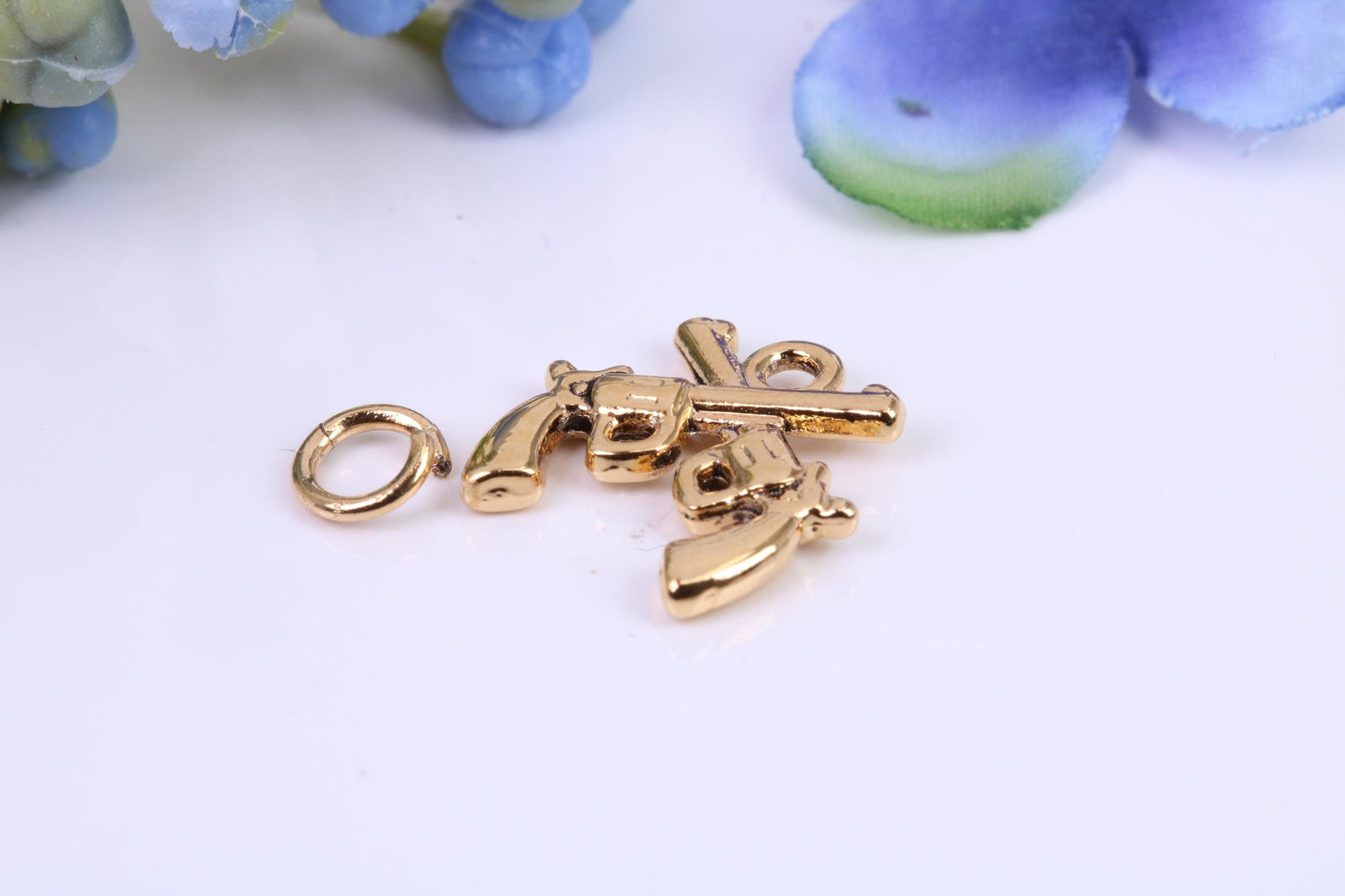 Pair of Revolver Charm, Made from Solid Cast Yellow Gold, British Hallmarked