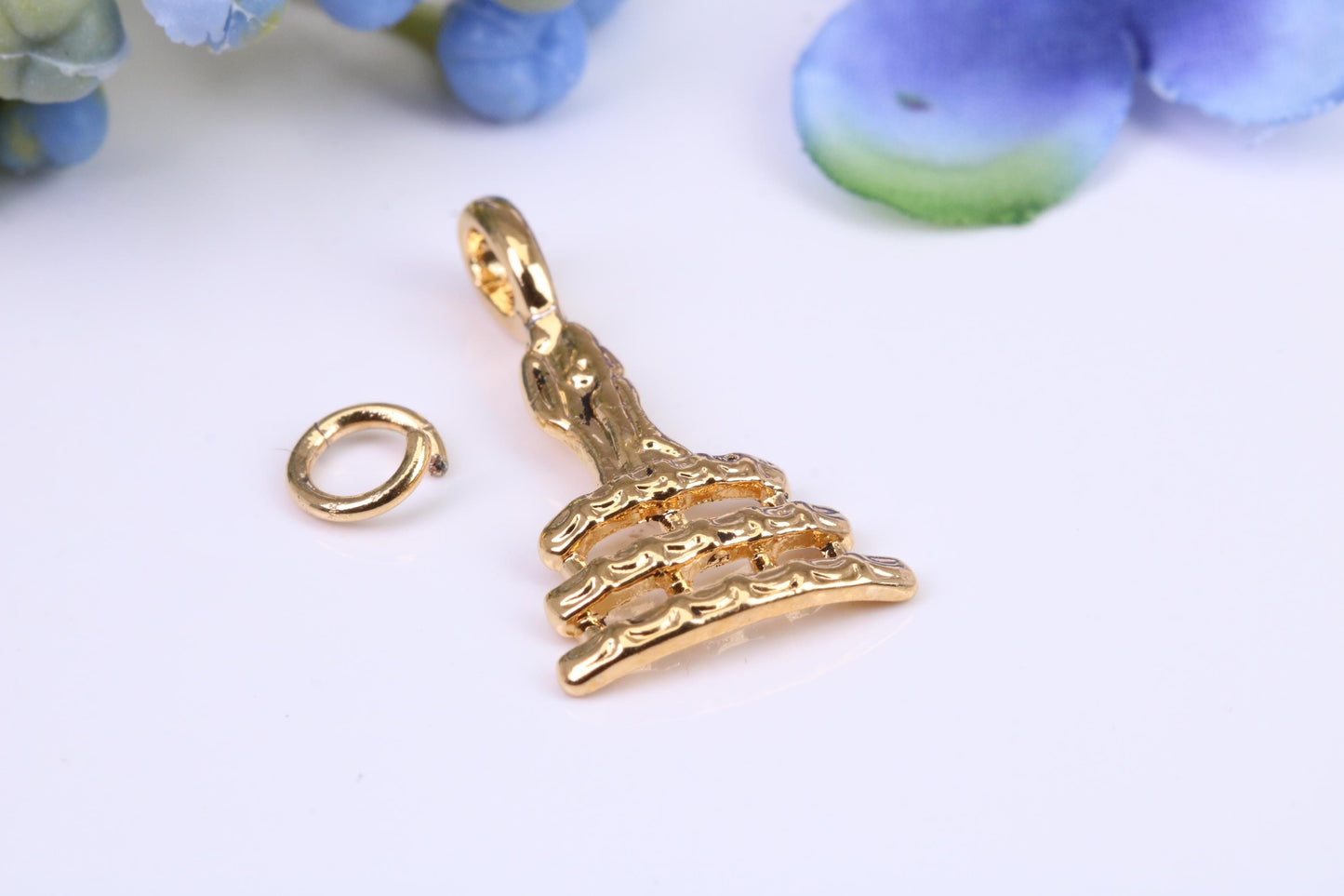Wedding Cake Charm, Made from Solid Cast Yellow Gold, British Hallmarked
