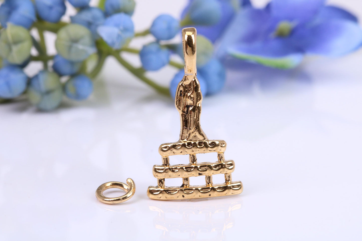 Wedding Cake Charm, Made from Solid Cast Yellow Gold, British Hallmarked