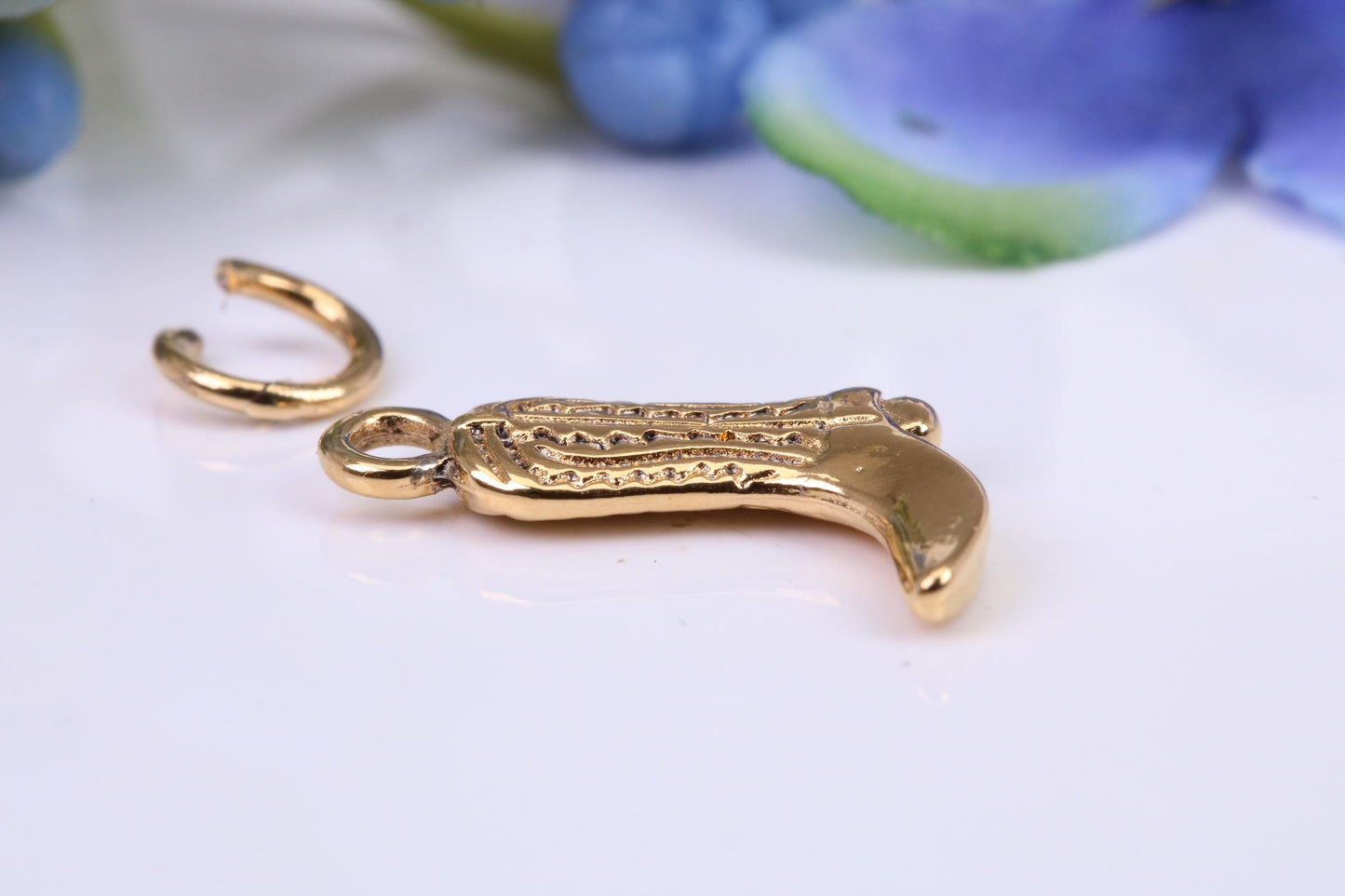 Cowboy Boot Charm, Made from Solid Cast Yellow Gold, British Hallmarked