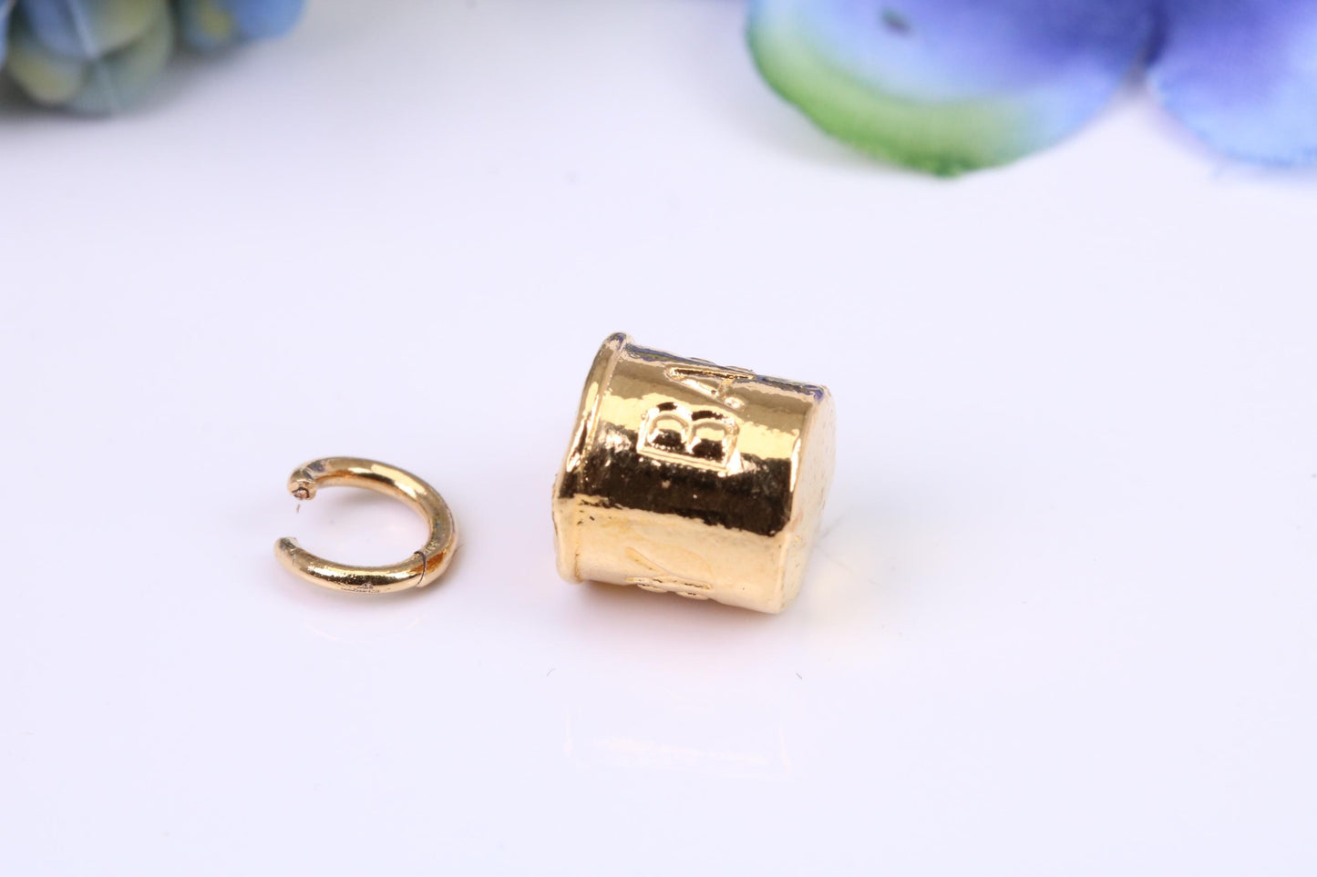 Baby Mug Charm, Made from Solid Yellow Gold, British Hallmarked, Complete with Attachment Link