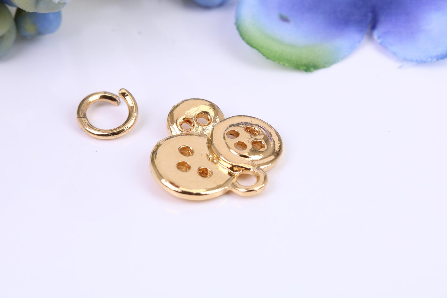 Bunch of Buttons Charm, Made from Solid Cast Yellow Gold, British Hallmarked