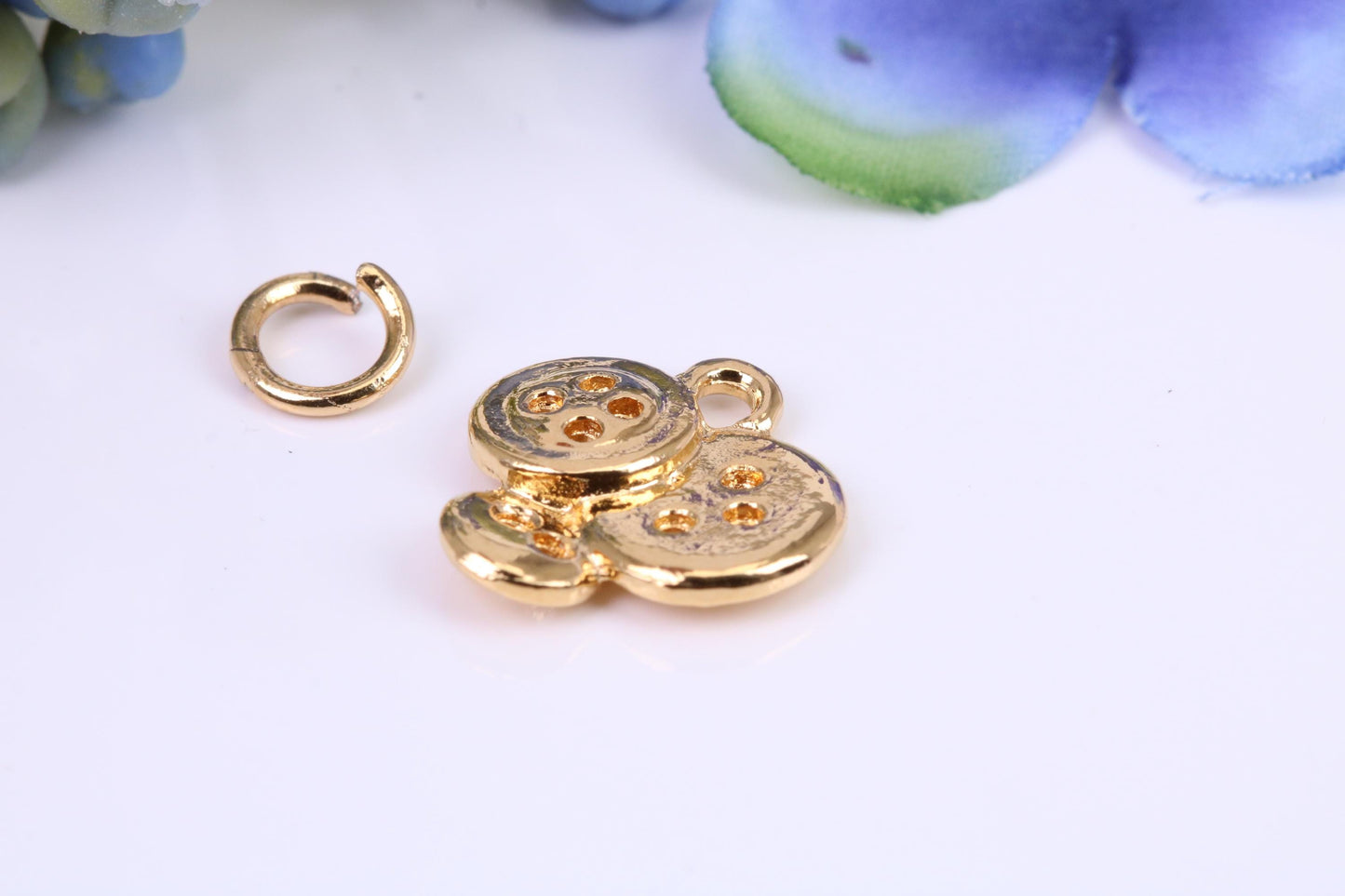 Bunch of Buttons Charm, Made from Solid Cast Yellow Gold, British Hallmarked