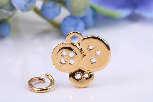 Bunch of Buttons Charm, Made from Solid Cast Yellow Gold, British Hallmarked