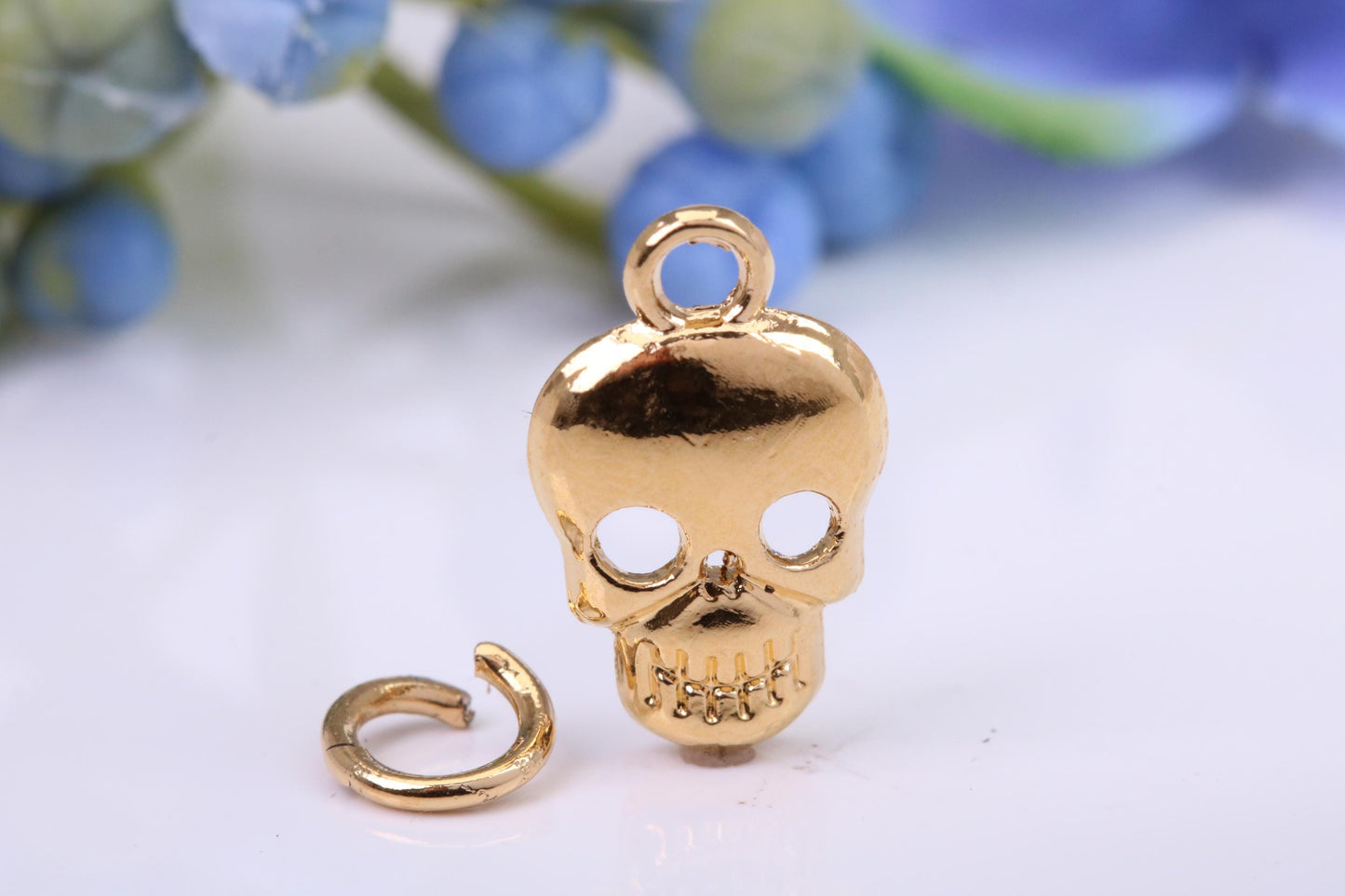 Skull Charm, Made from Solid Cast Yellow Gold, British Hallmarked
