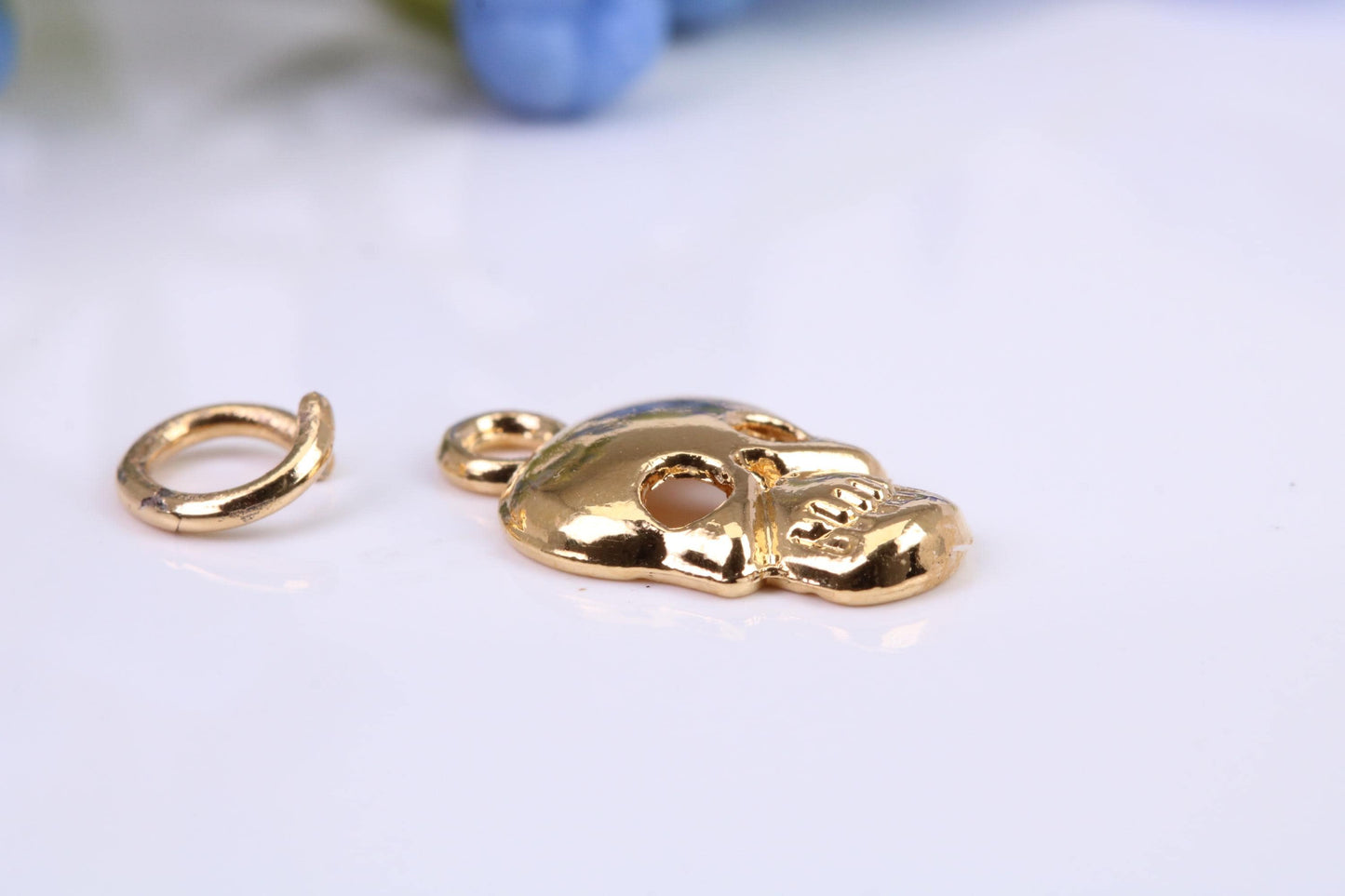 Skull Charm, Made from Solid Cast Yellow Gold, British Hallmarked