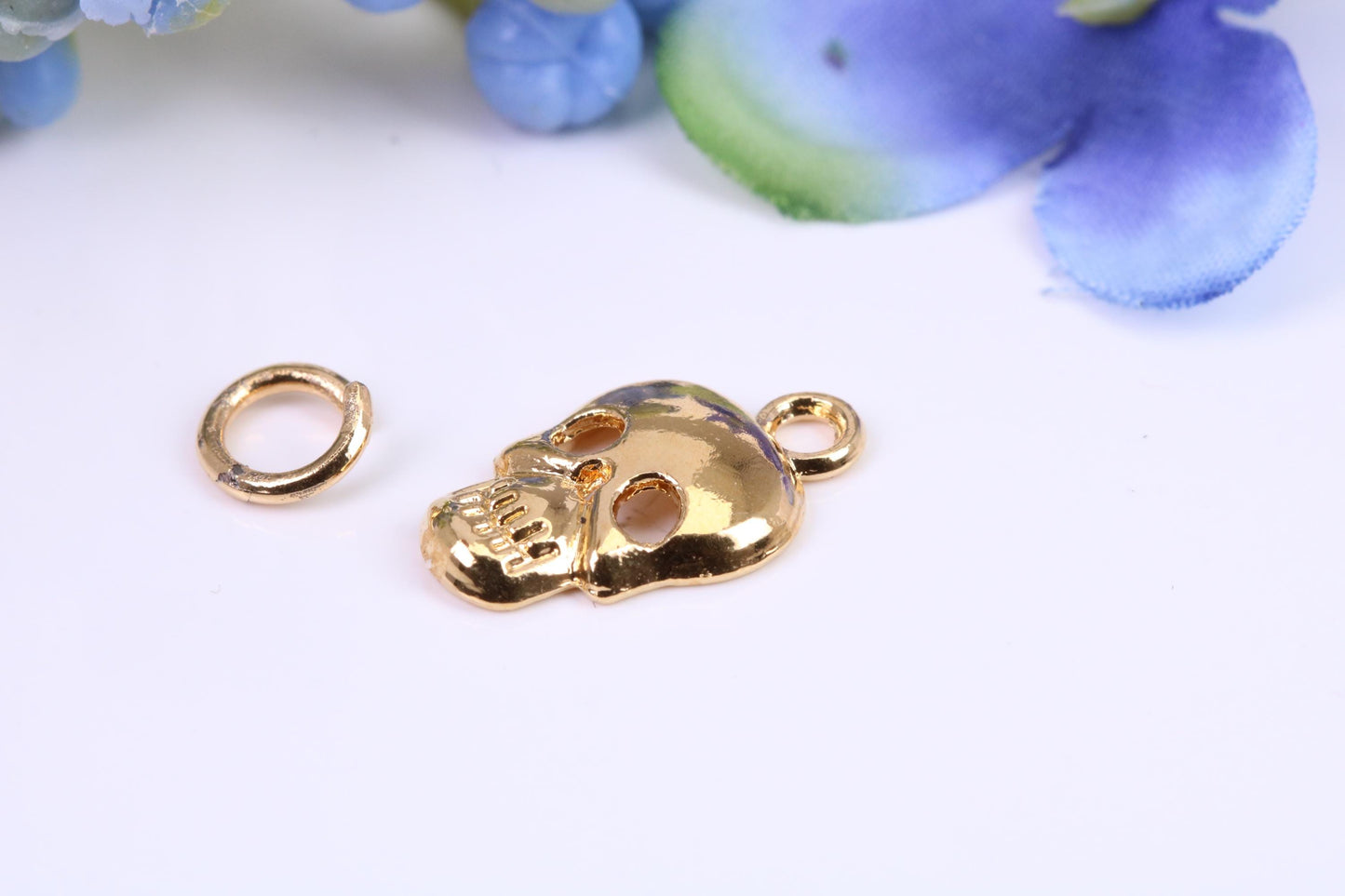 Skull Charm, Made from Solid Cast Yellow Gold, British Hallmarked