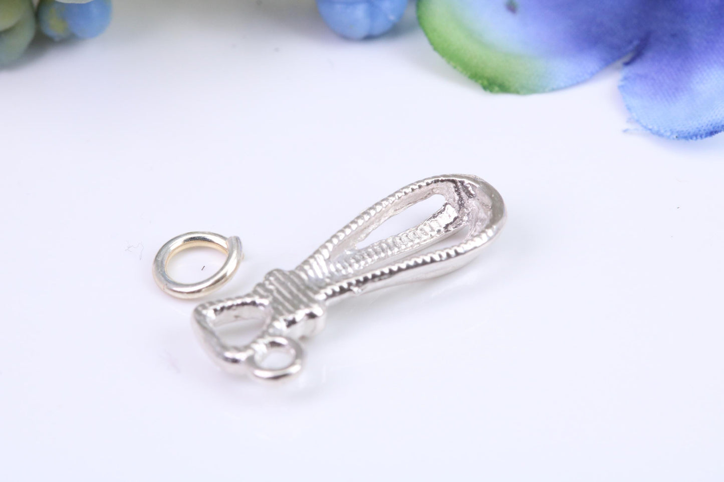 Food Whisker Charm, Made from Solid Cast Silver