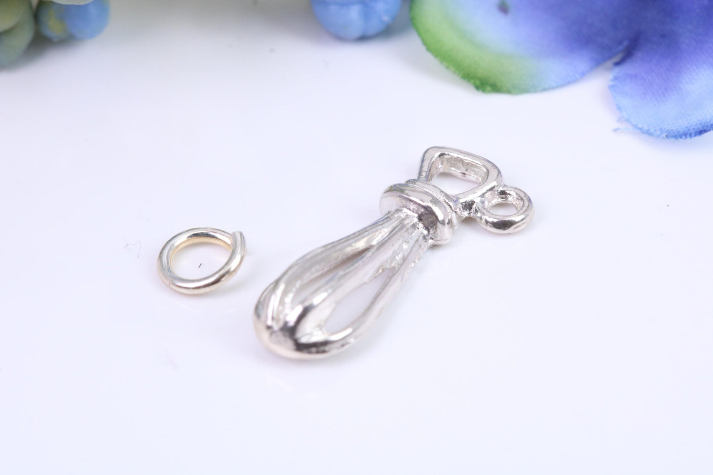 Food Whisker Charm, Made from Solid Cast Silver