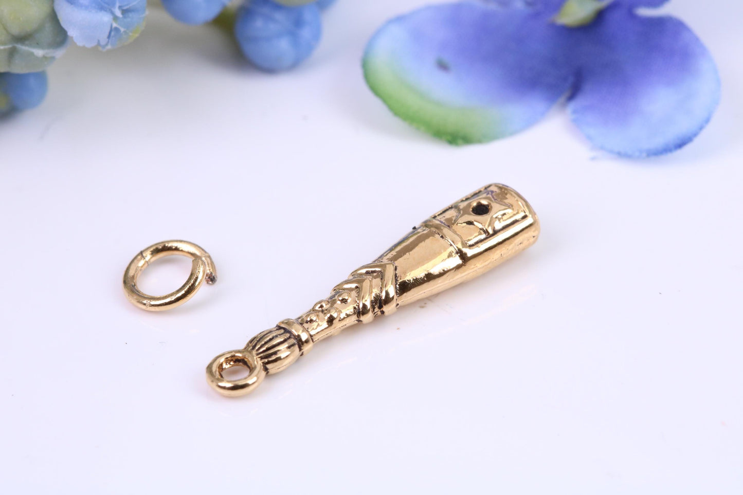 Champagne Bottle Charm, Made from Solid Cast Yellow Gold, British Hallmarked