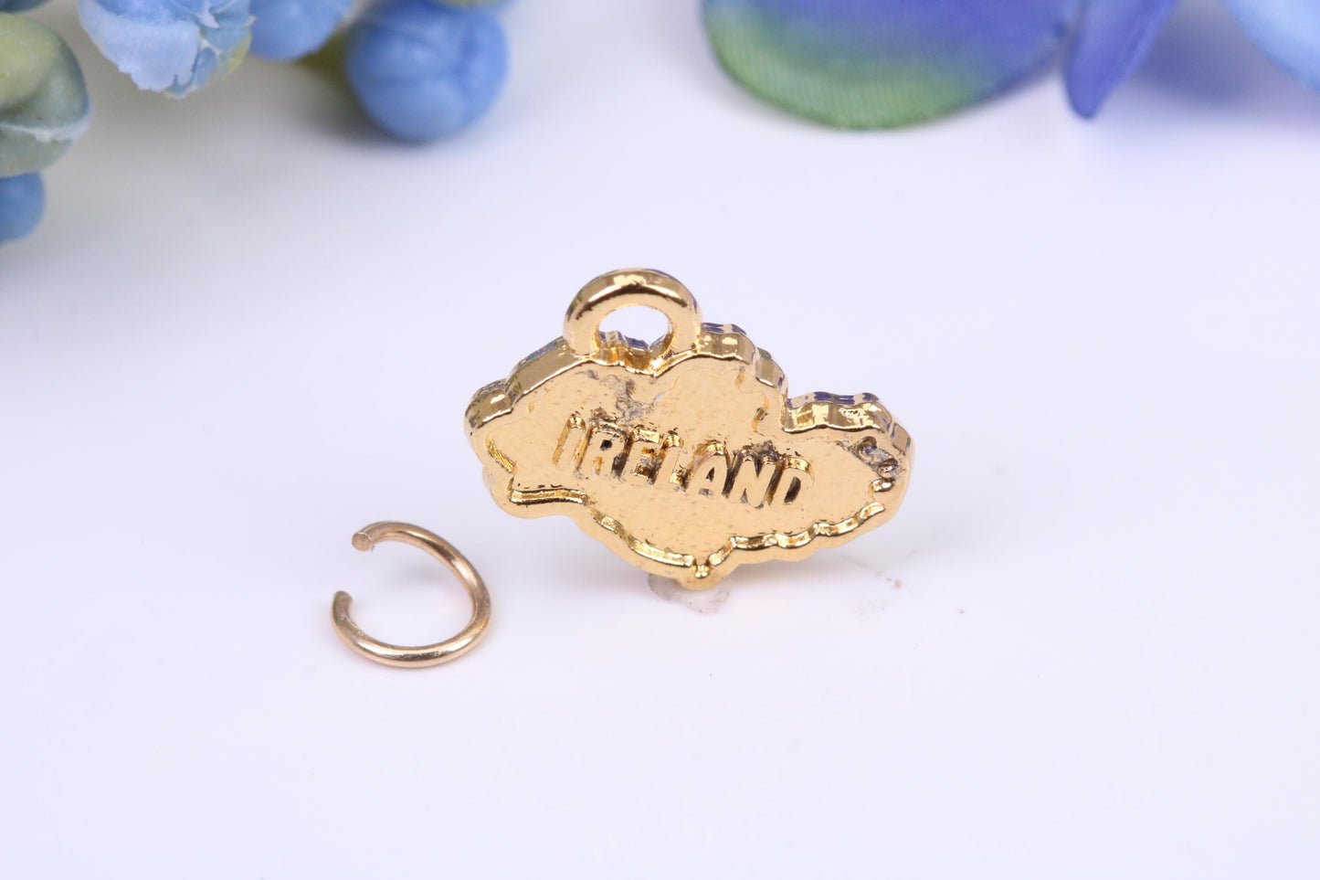 Map of Ireland Charm, Made from Solid Yellow Gold, British Hallmarked, Complete with Attachment Link
