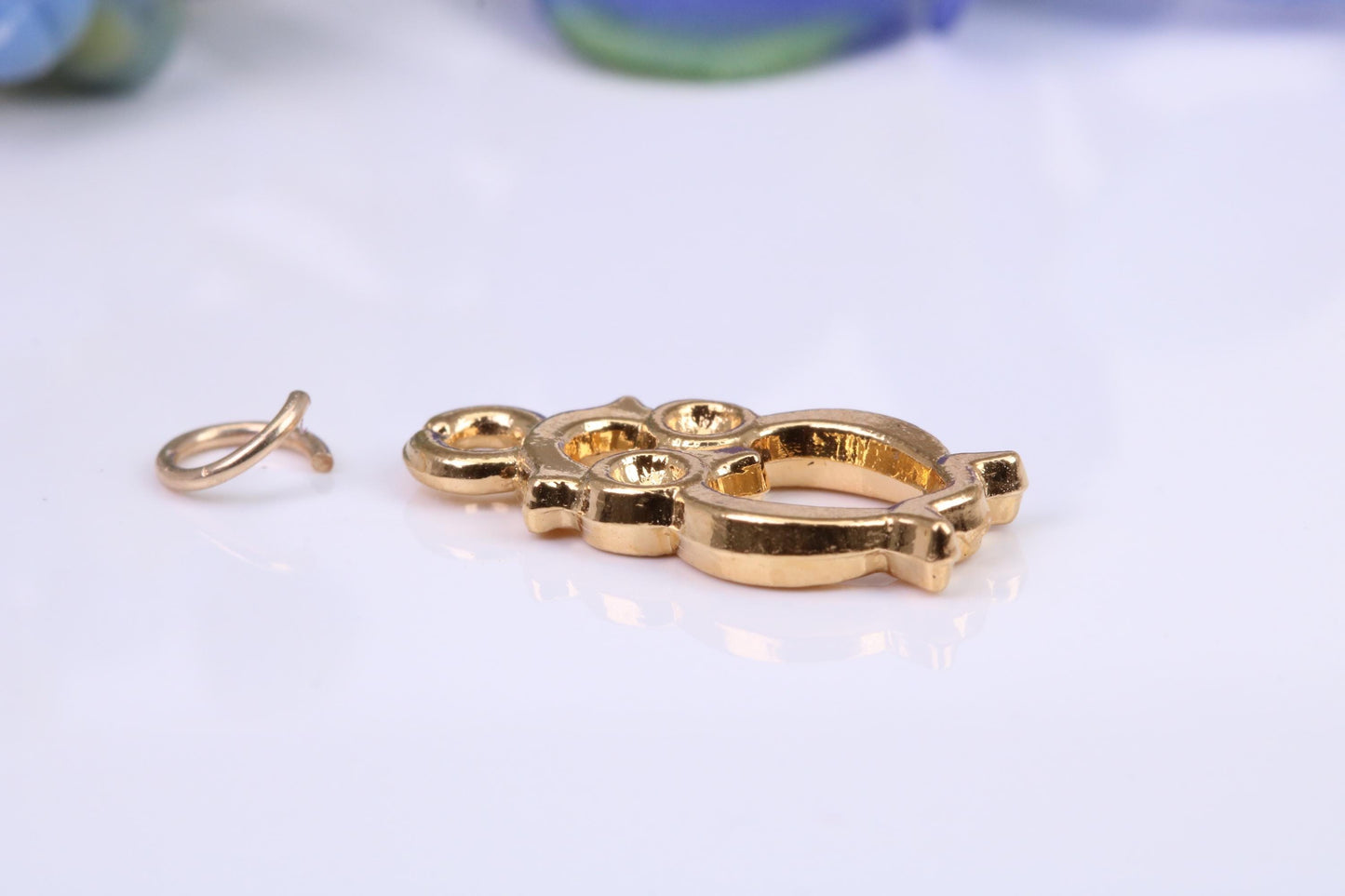 Owl Charm, Made from Solid Cast Yellow Gold, British Hallmarked