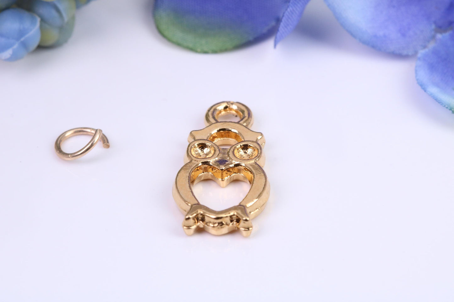 Owl Charm, Made from Solid Cast Yellow Gold, British Hallmarked