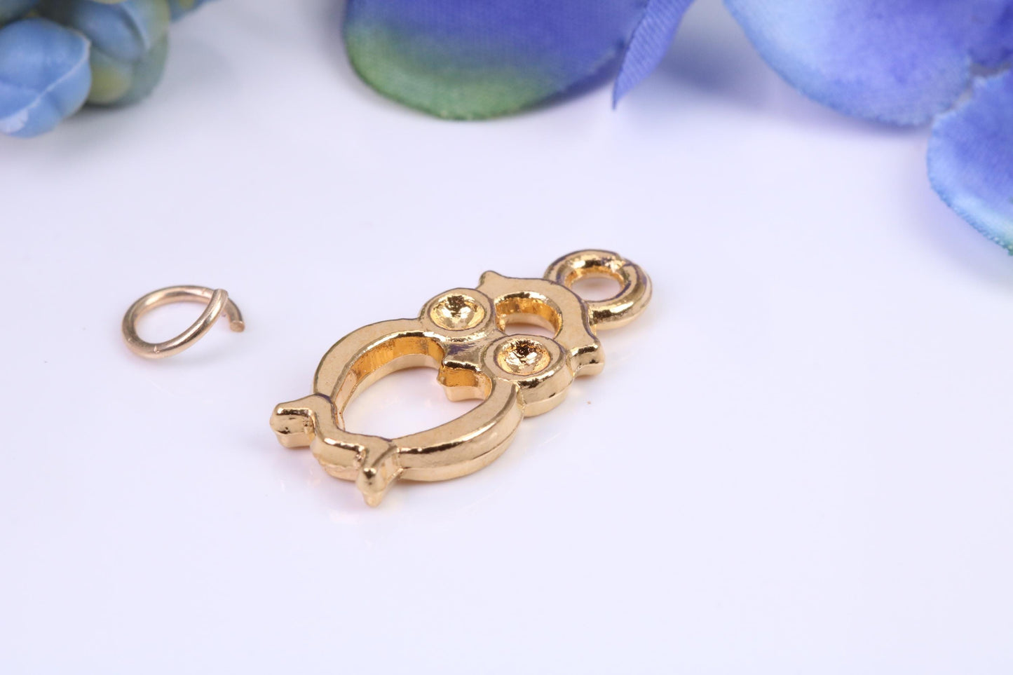 Owl Charm, Made from Solid Cast Yellow Gold, British Hallmarked