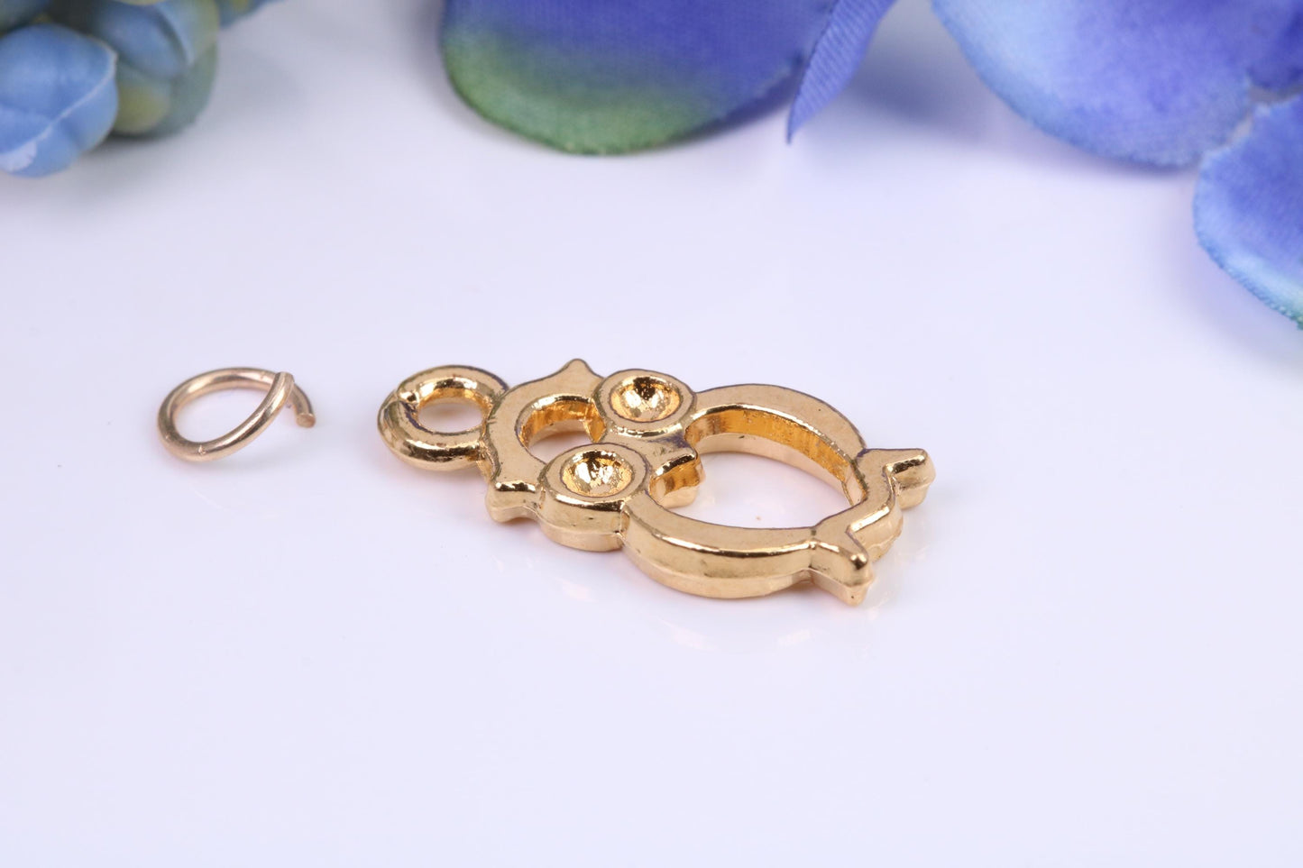 Owl Charm, Made from Solid Cast Yellow Gold, British Hallmarked