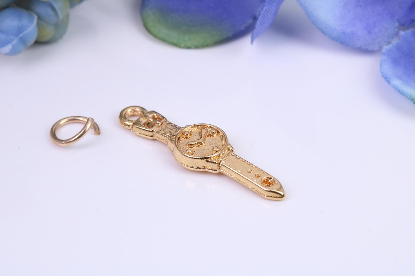 Watch Charm, Made from Solid Cast Yellow Gold, British Hallmarked and Complete with Attachment Link