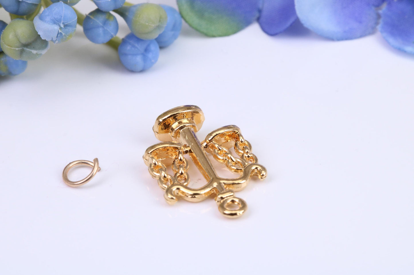 Weighing Scales Charm, Made from Solid Yellow Gold, British Hallmarked, Complete with Attachment Link