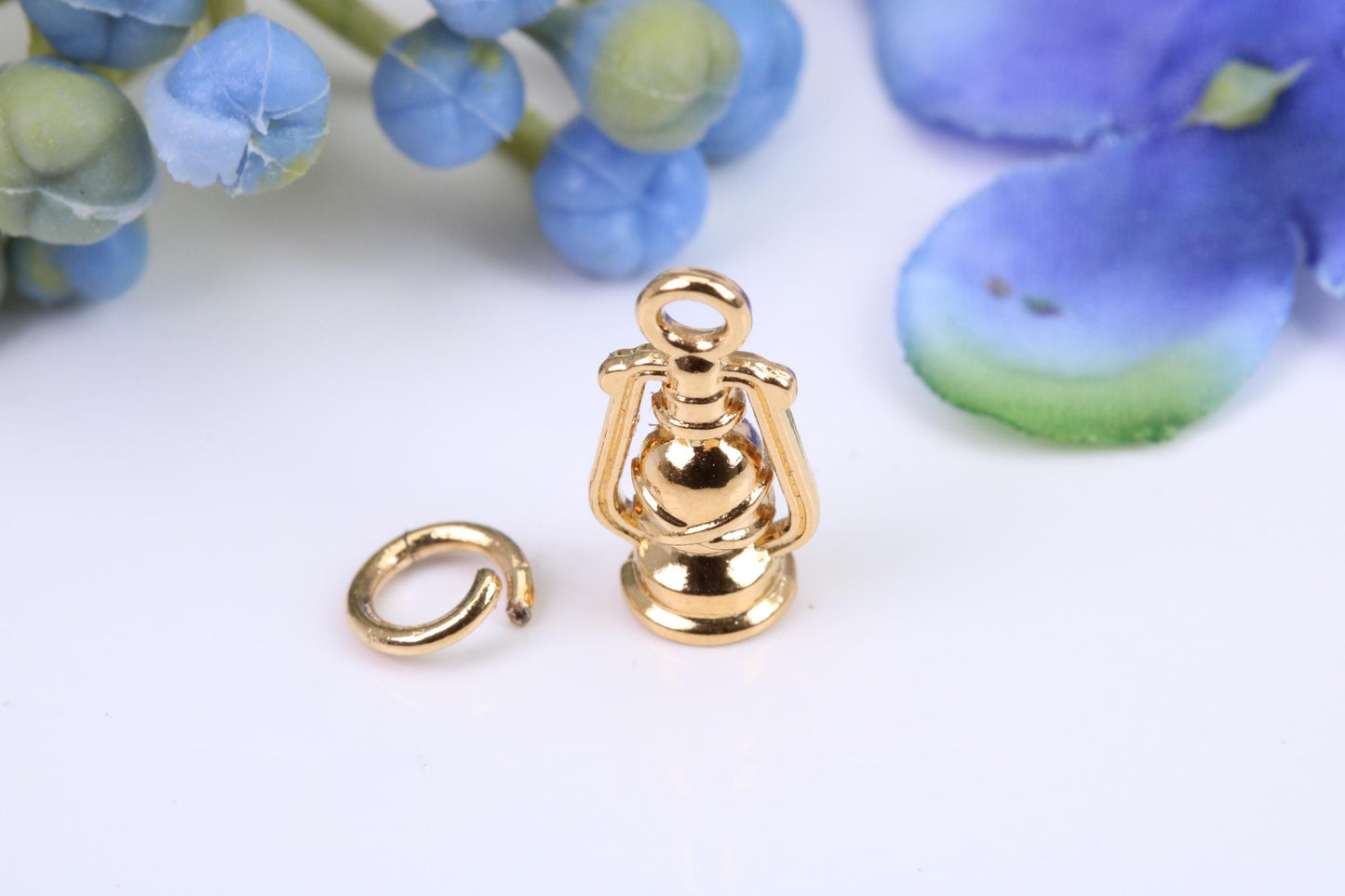 Lantern Charm, Made From Solid Cast Yellow Gold with British Hallmark, Complete with Attachment Link