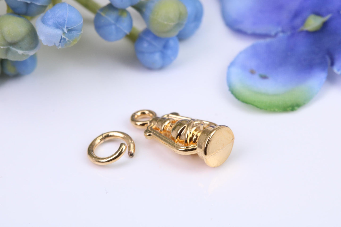 Lantern Charm, Made From Solid Cast Yellow Gold with British Hallmark, Complete with Attachment Link