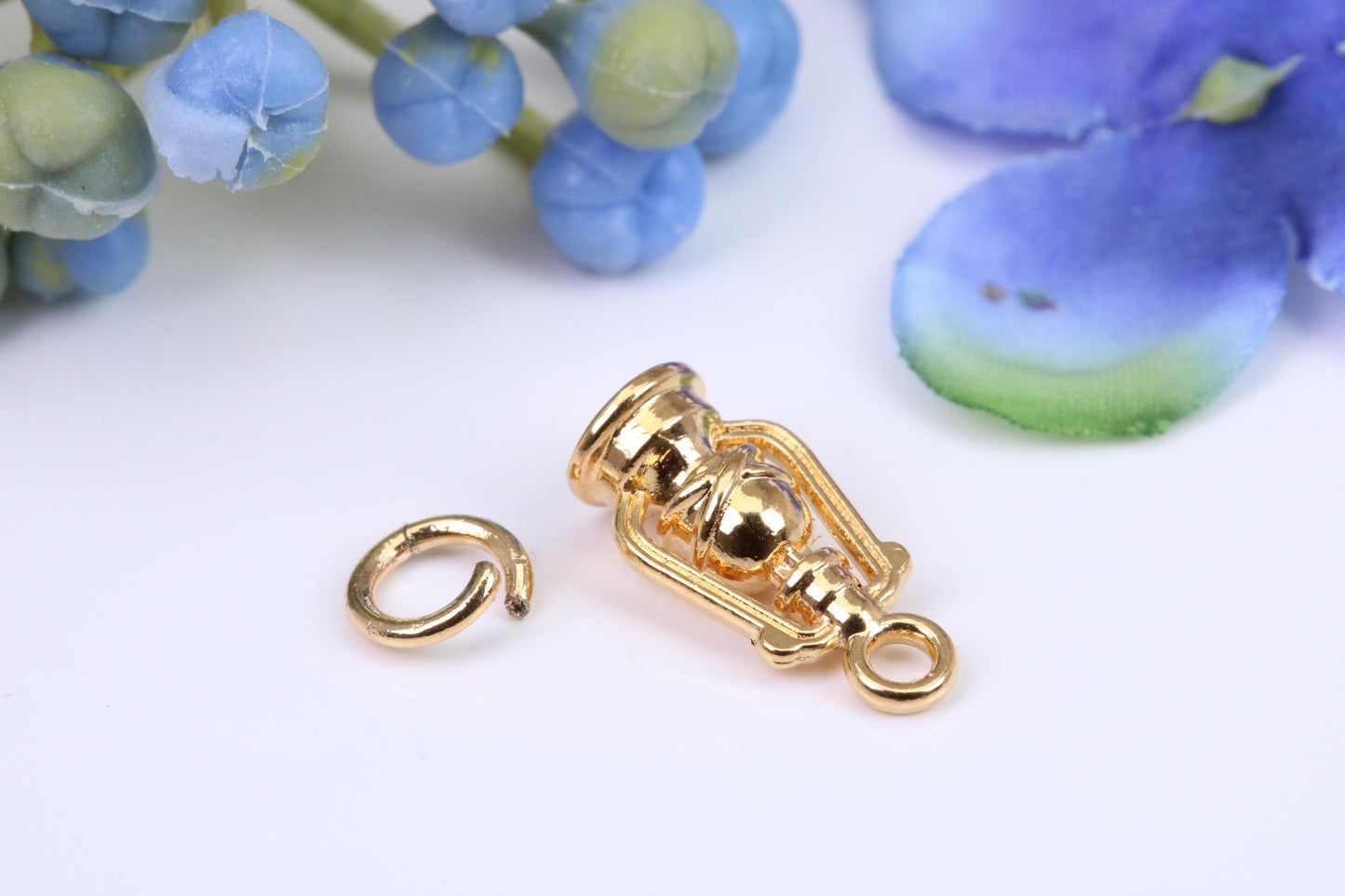 Lantern Charm, Made From Solid Cast Yellow Gold with British Hallmark, Complete with Attachment Link