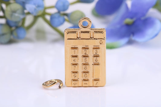 Calculator Charm, Made from Solid Cast Yellow Gold, British Hallmarked