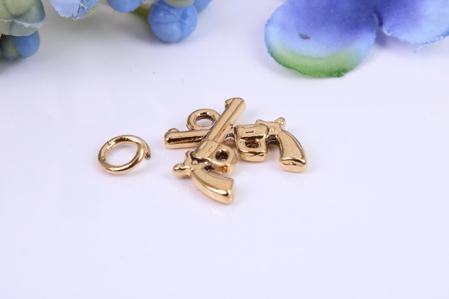 Pair of Revolver Charm, Made from Solid Cast Yellow Gold, British Hallmarked