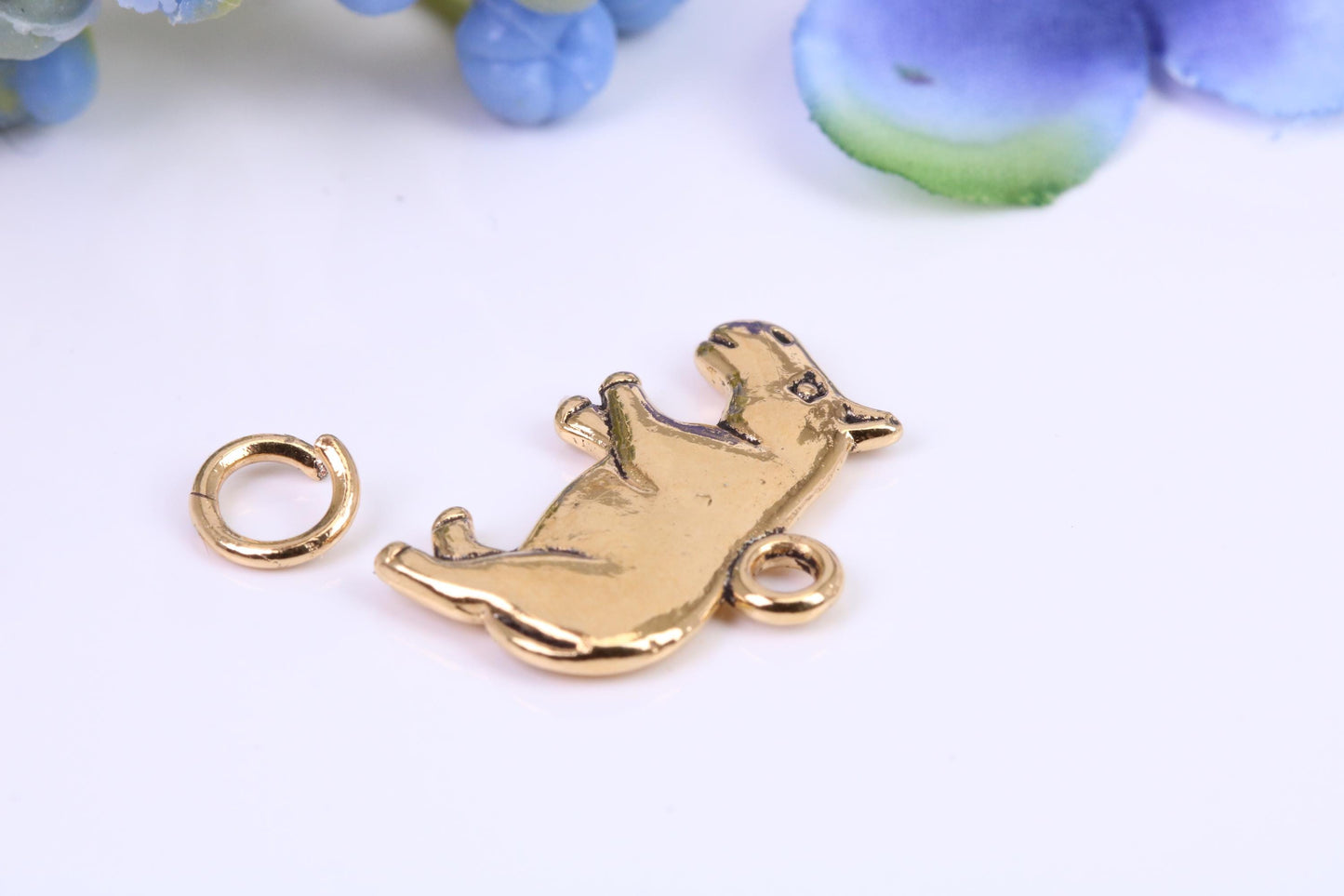 Hippopotamus Charm, Made from Solid Cast Yellow Gold, British Hallmarked