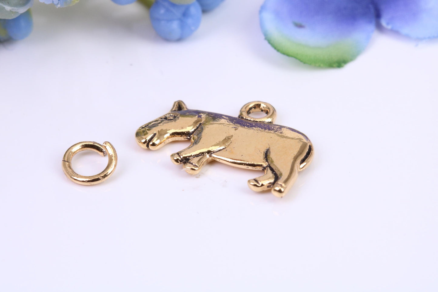 Hippopotamus Charm, Made from Solid Cast Yellow Gold, British Hallmarked
