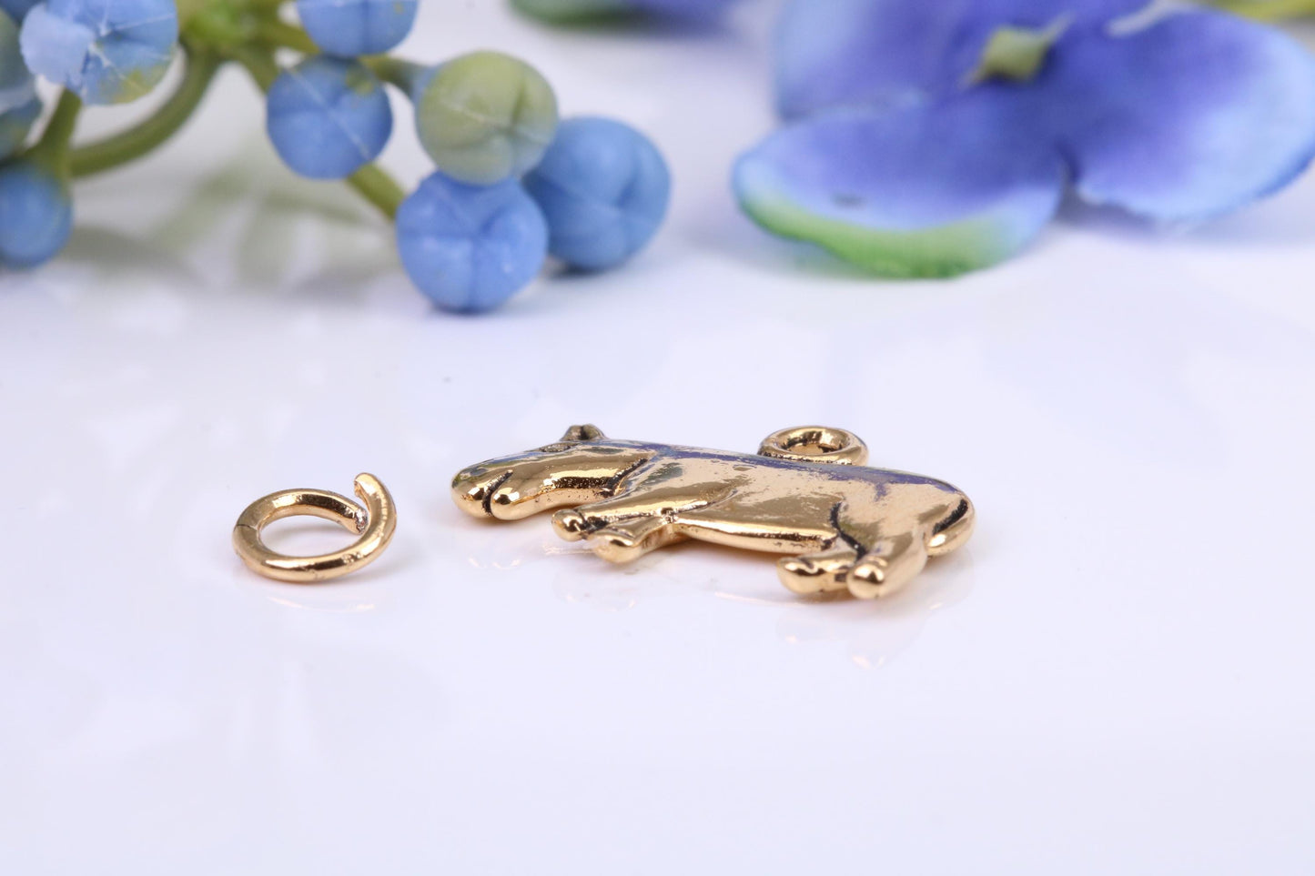 Hippopotamus Charm, Made from Solid Cast Yellow Gold, British Hallmarked