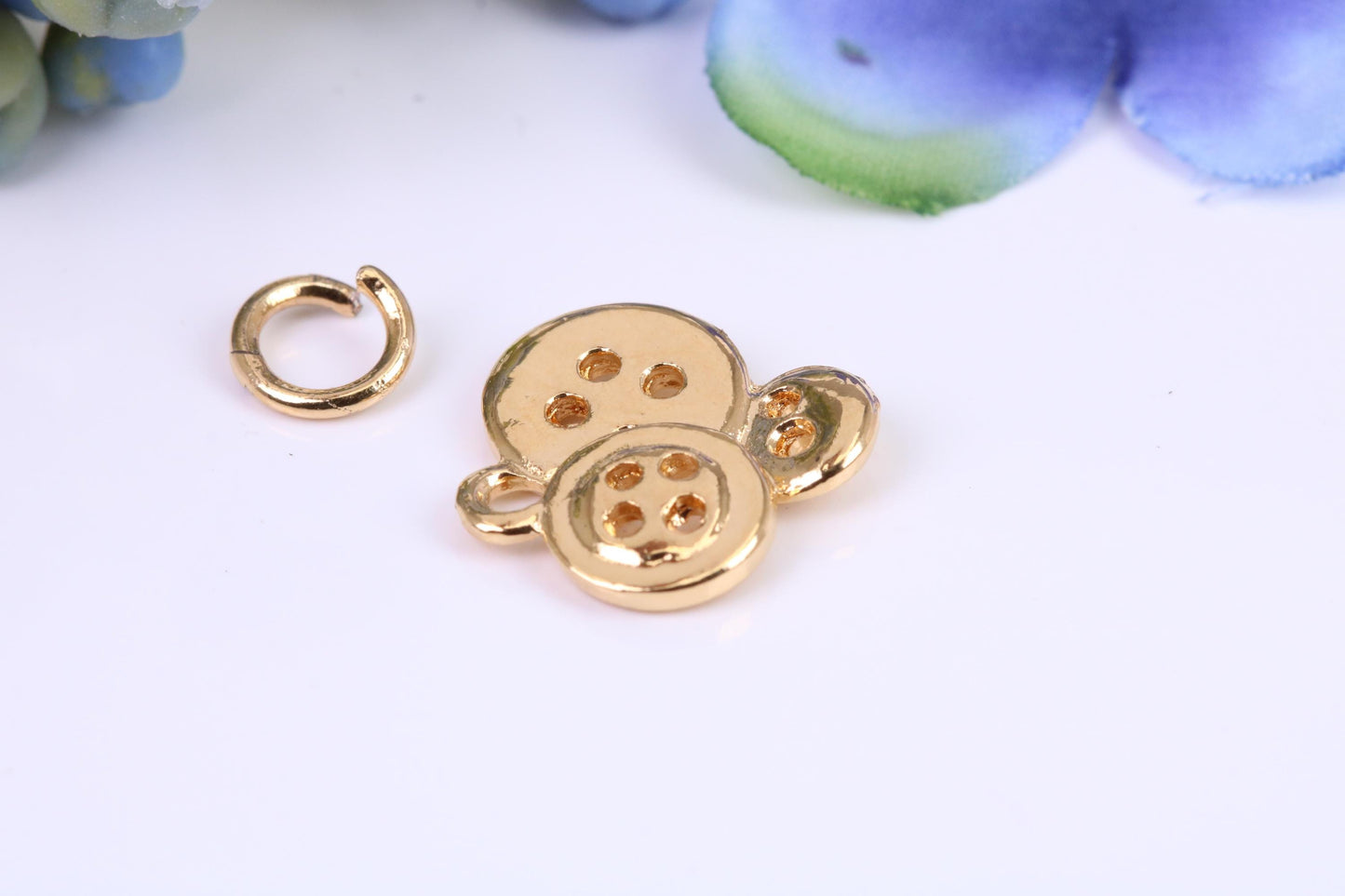 Bunch of Buttons Charm, Made from Solid Cast Yellow Gold, British Hallmarked