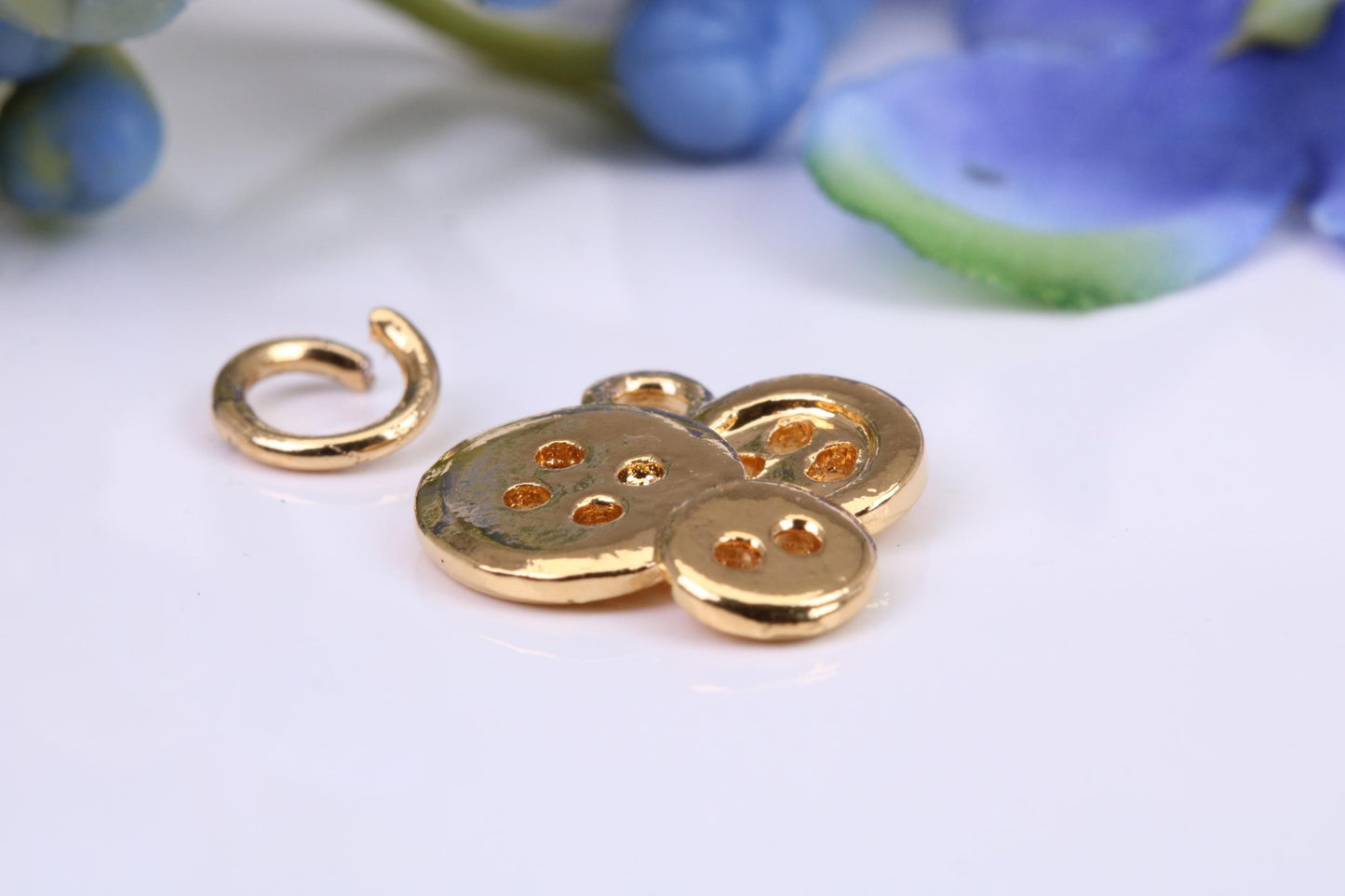 Bunch of Buttons Charm, Made from Solid Cast Yellow Gold, British Hallmarked