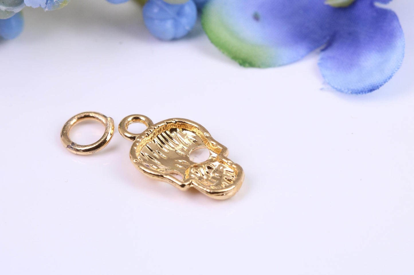 Skull Charm, Made from Solid Cast Yellow Gold, British Hallmarked