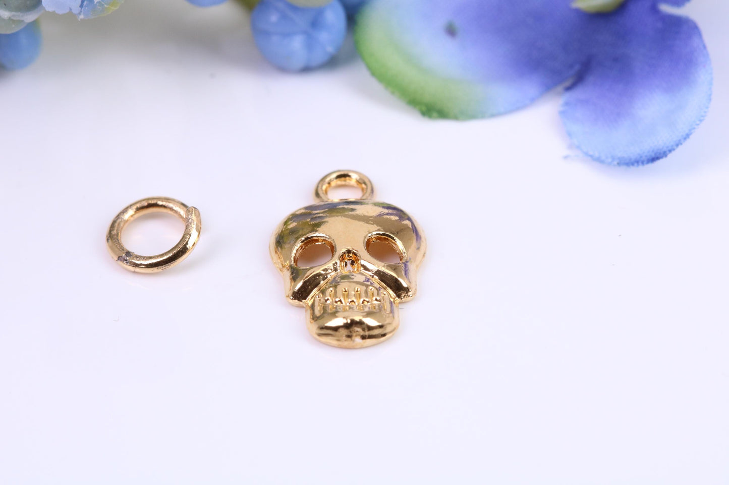 Skull Charm, Made from Solid Cast Yellow Gold, British Hallmarked