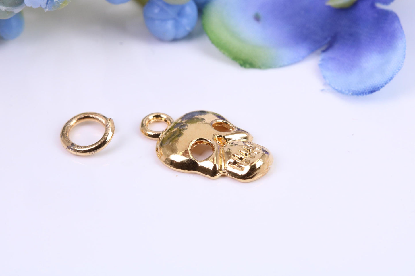 Skull Charm, Made from Solid Cast Yellow Gold, British Hallmarked