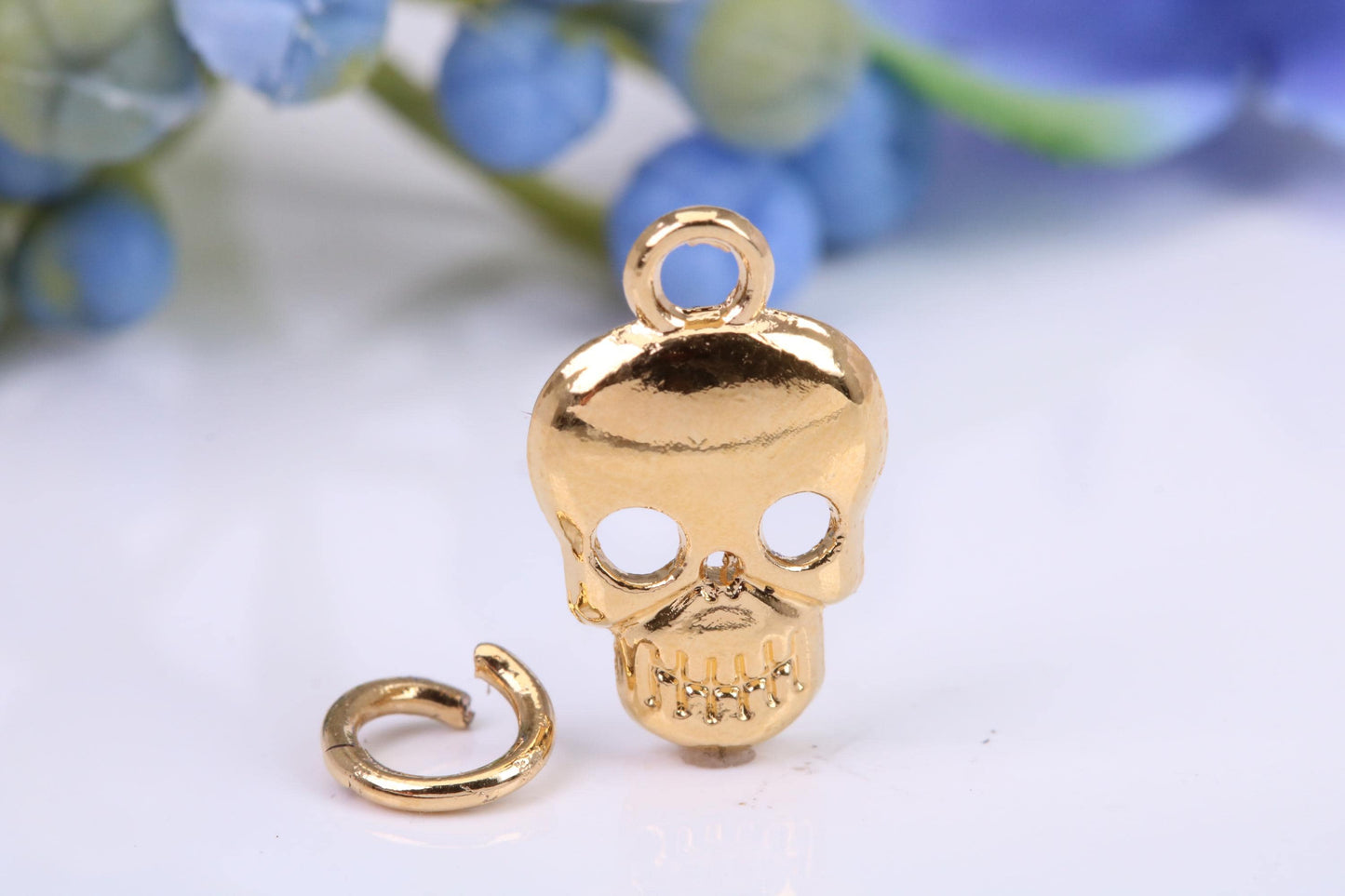 Skull Charm, Made from Solid Cast Yellow Gold, British Hallmarked