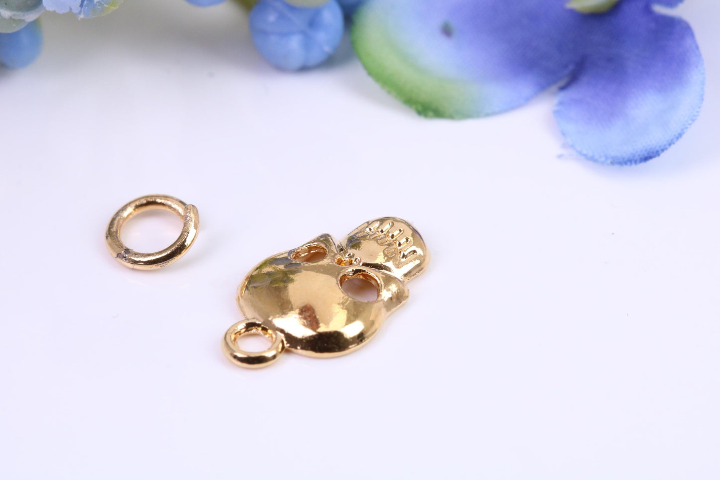 Skull Charm, Made from Solid Cast Yellow Gold, British Hallmarked