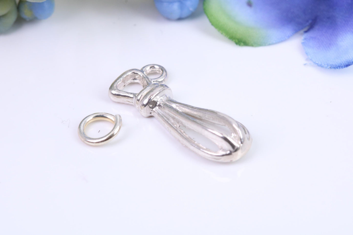 Food Whisker Charm, Made from Solid Cast Silver