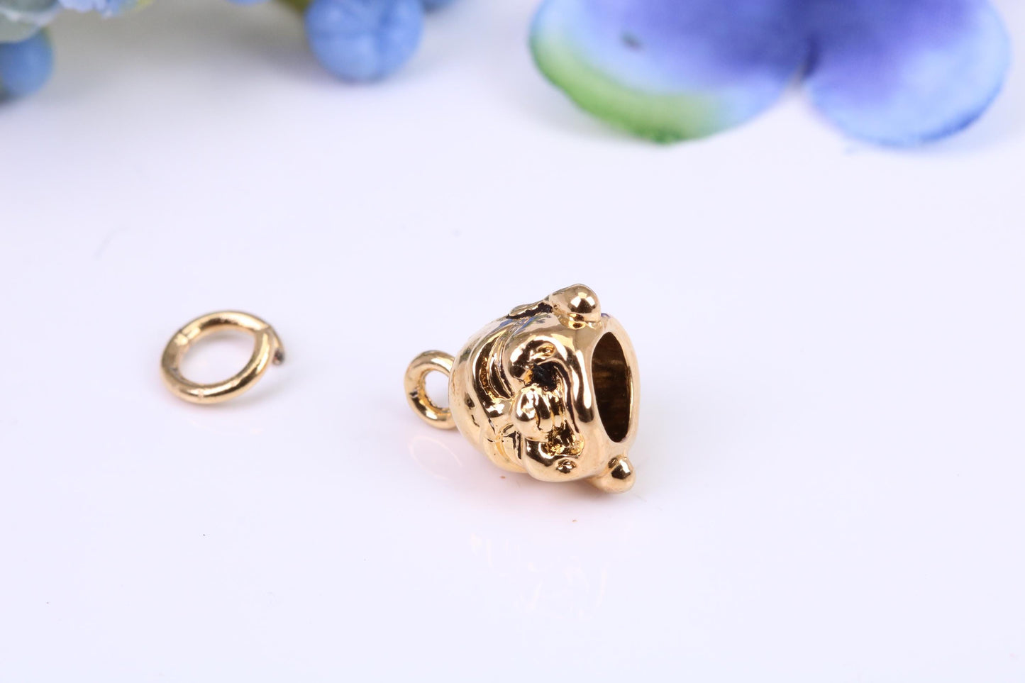 Buddha Charm, Made from Solid Yellow Gold, British Hallmarked, Complete with Attachment Link