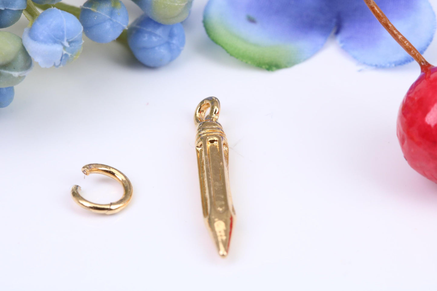 Centre Punch Tool Charm, Made from Solid Cast Yellow Gold, British Hallmarked