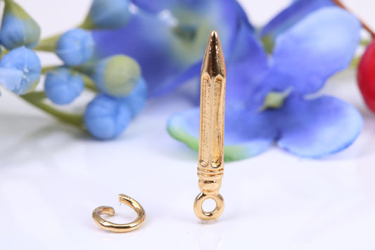 Centre Punch Tool Charm, Made from Solid Cast Yellow Gold, British Hallmarked