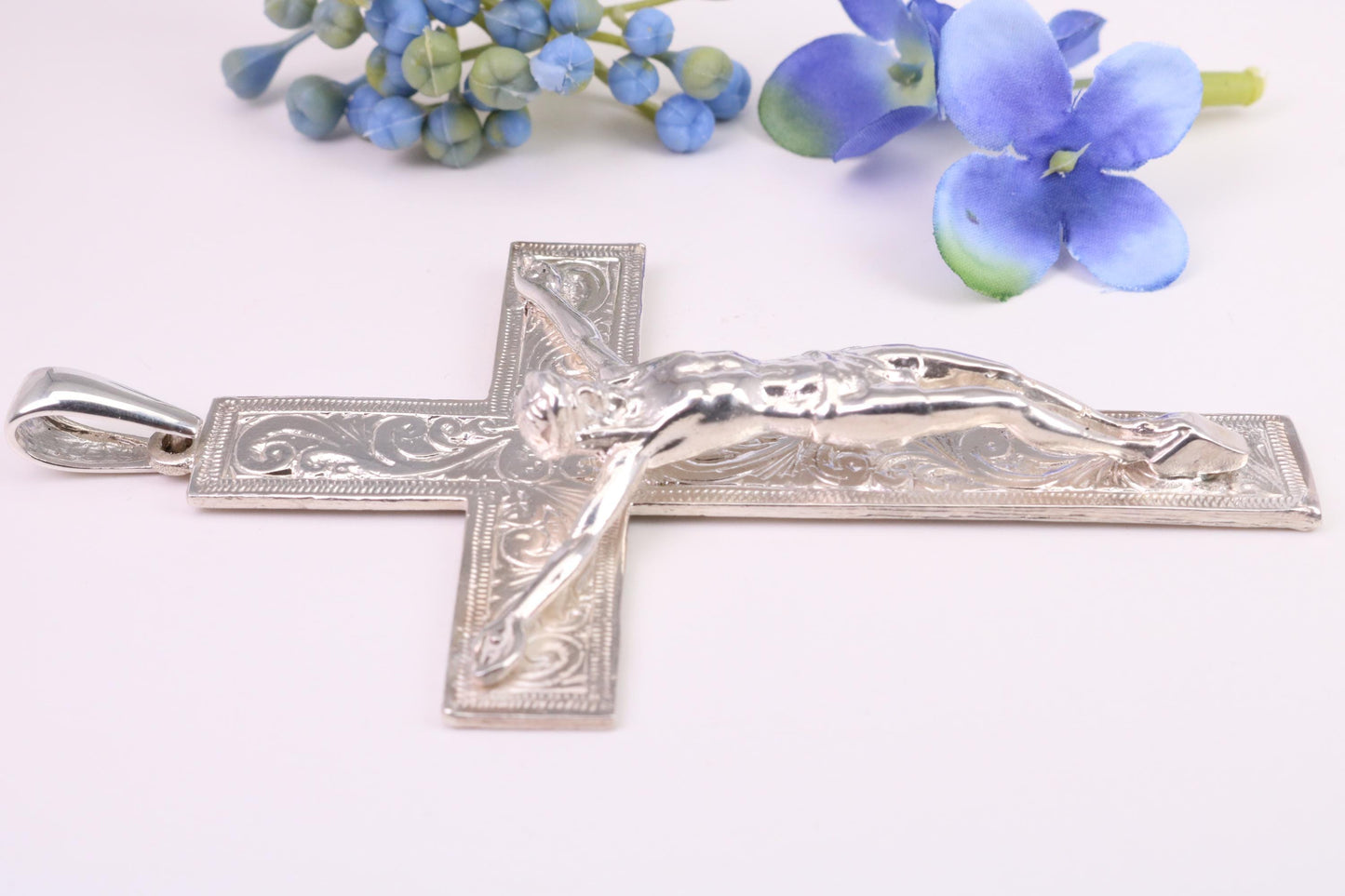 Very Very Large Crucifix, Measuring 110 mm Long, Made From Solid Cast Silver, British Hallmarked