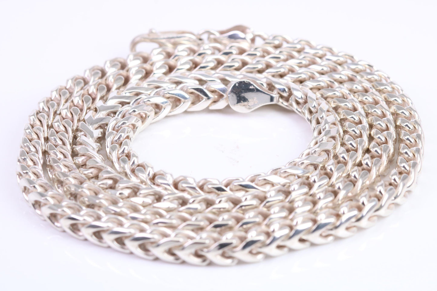 Gents heavy Byzantine Chain, made from solid Sterling Silver, 26 Inches Long x 5 mm wide, British Hallmarked