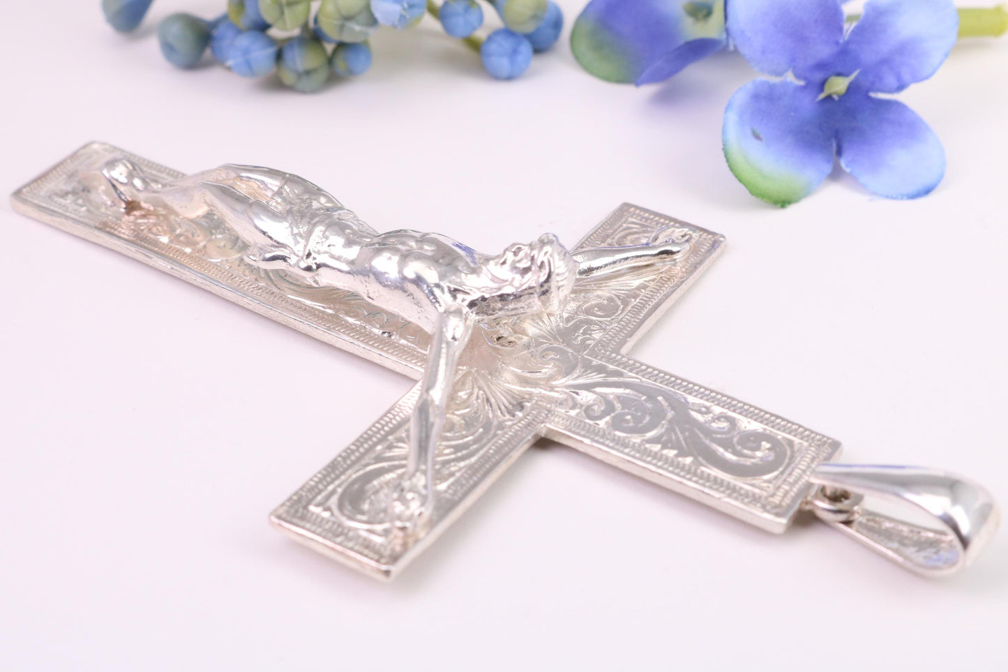 Very Very Large Crucifix, Measuring 110 mm Long, Made From Solid Cast Silver, British Hallmarked