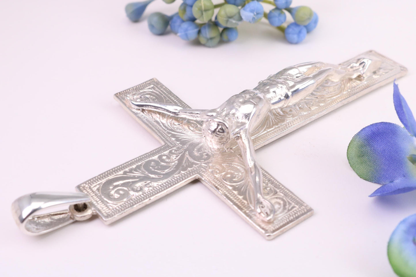 Very Very Large Crucifix, Measuring 110 mm Long, Made From Solid Cast Silver, British Hallmarked