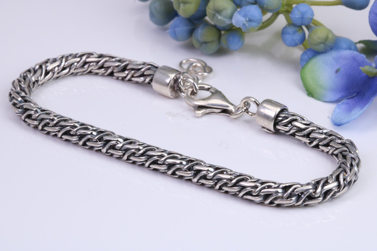 Gents Cuban Bracelet, made from solid Sterling Silver, 8.50 Inches Long x 5 mm wide, British Hallmarked