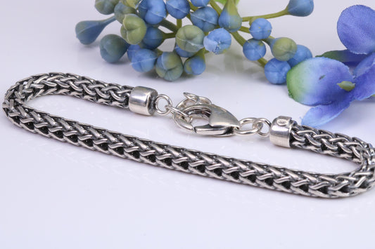 Cuban Bracelet, made from solid Sterling Silver, 8.50 Inches Long x 5 mm wide, British Hallmarked