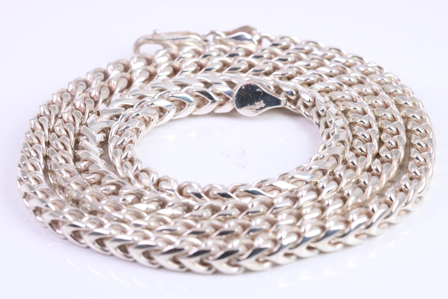 Gents heavy Byzantine Chain, made from solid Sterling Silver, 26 Inches Long x 5 mm wide, British Hallmarked