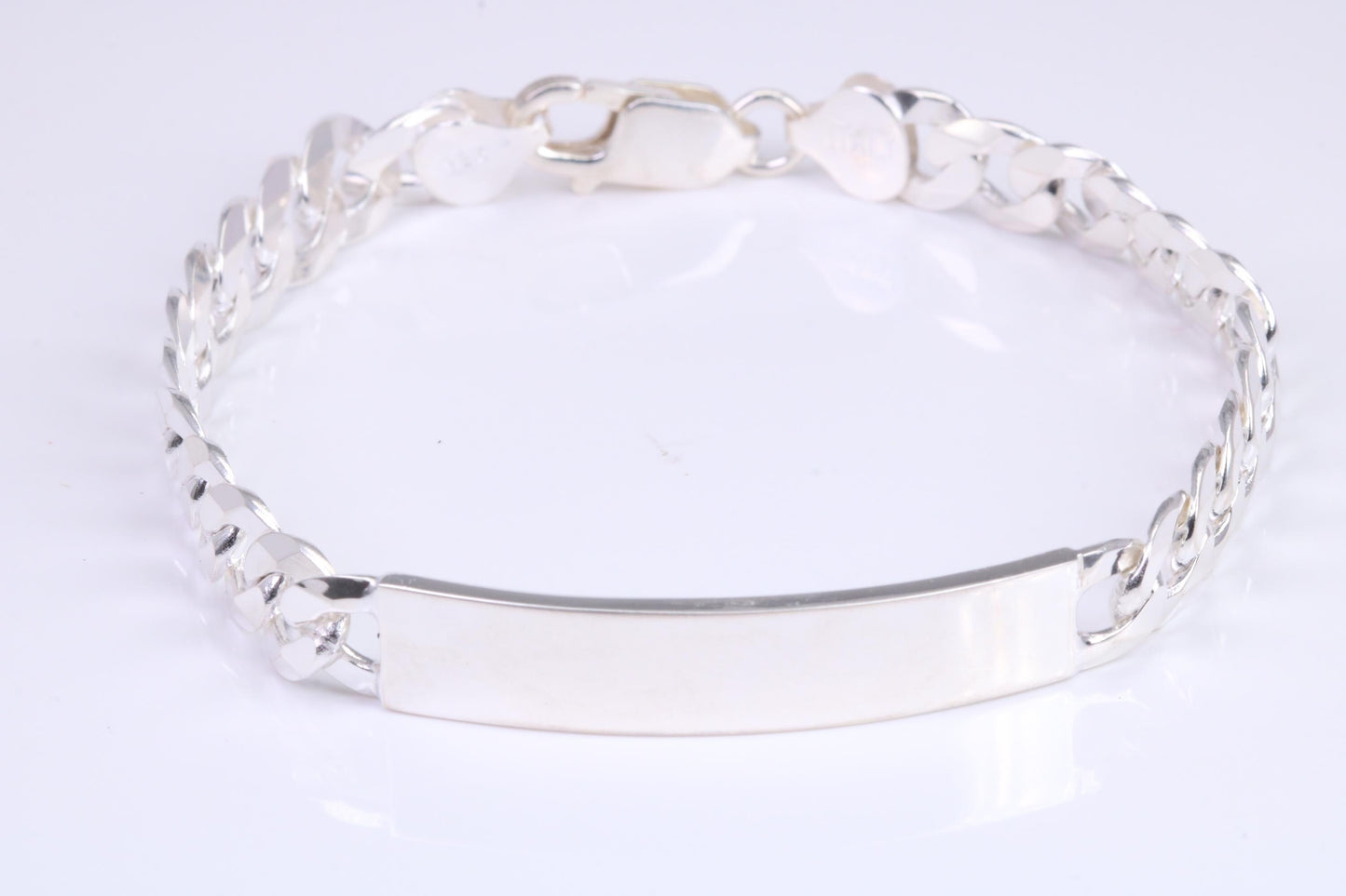 Gents Diamond cut Curb Link Bracelet, Made from solid Sterling Silver, 8 Inches Long and 8 mm Wide, British Hallmarked