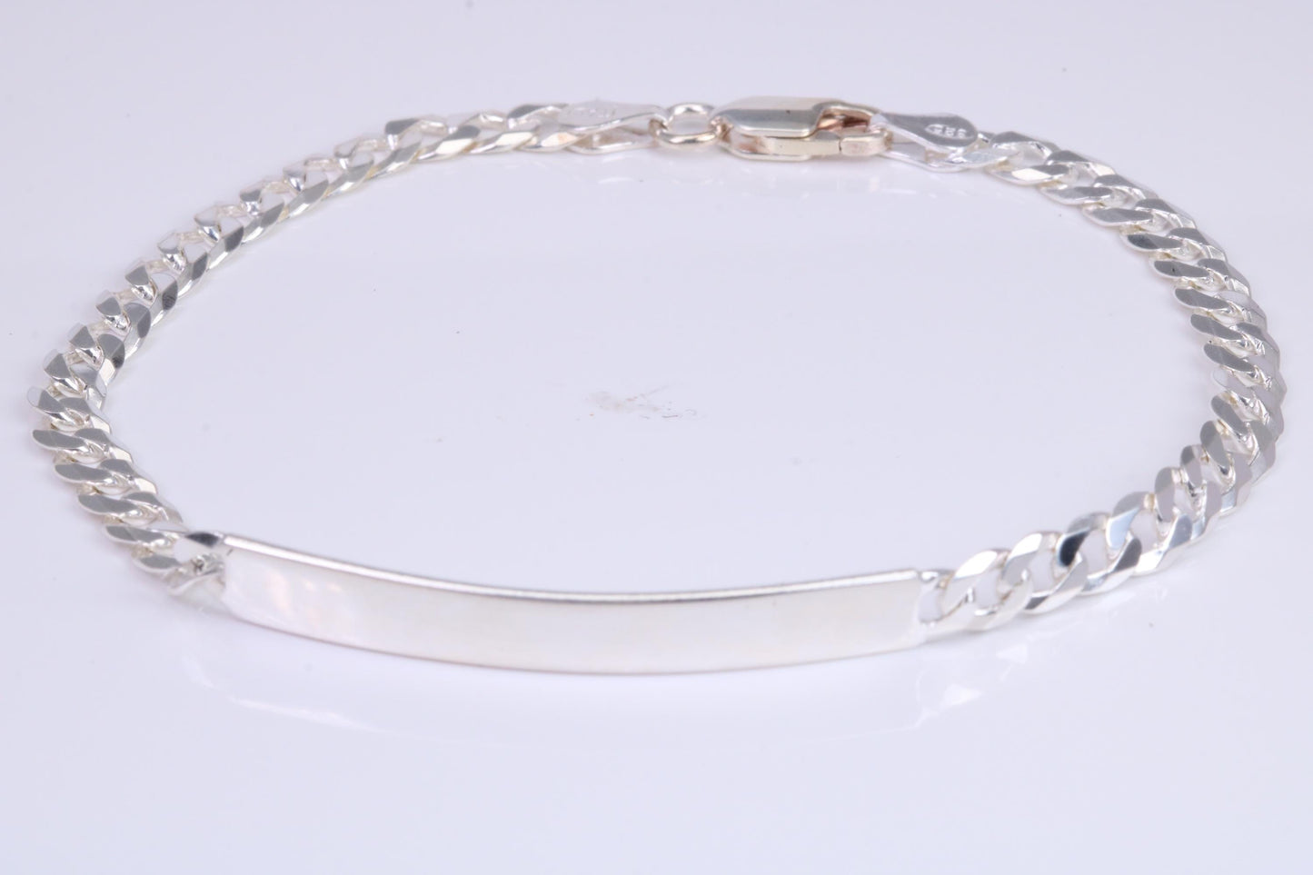 Diamond cut Curb Link Bracelet, Made from solid Sterling Silver, 8 Inches Long and 5 mm Wide