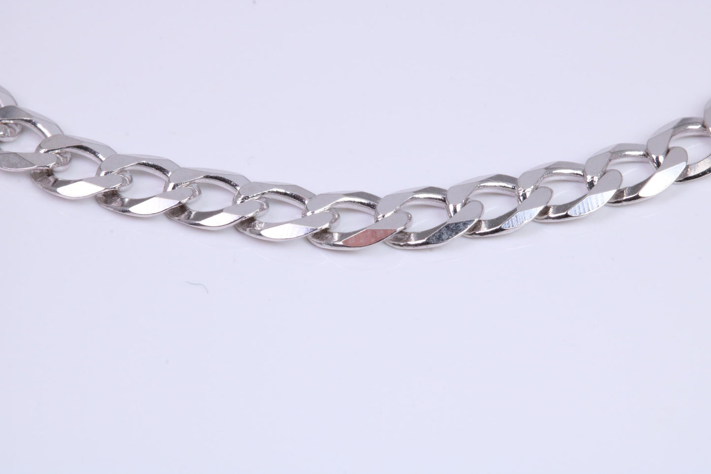 Diamond cut Flat Curb Link Bracelet, made from solid Sterling Silver, 8.50 Inches Long
